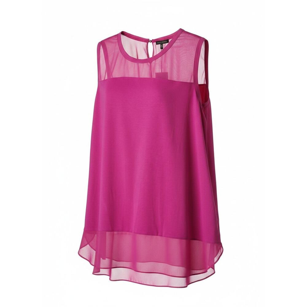 Vince Camuto Pink Wild Rose Illusion Bodice Sleeveless Hi-Lo Top Womens Size 2XL
